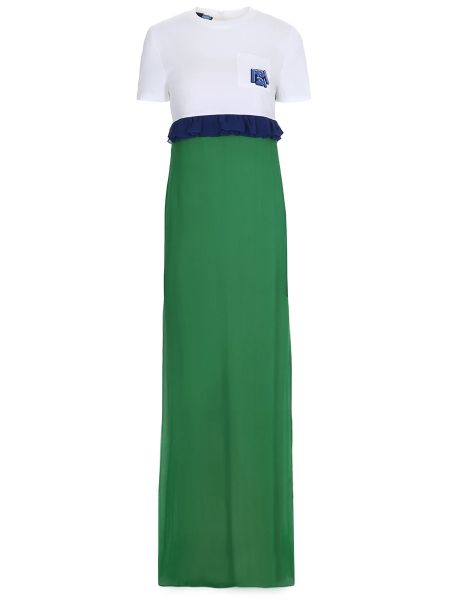 Длинное платье с принтом Prada зеленое
