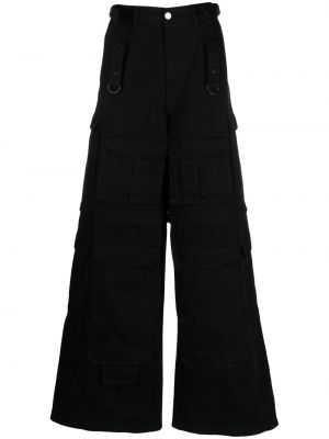 Bavlněné cargo kalhoty relaxed fit Vetements černé