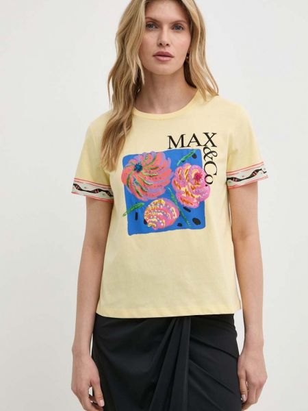 Bombažna majica Max&co. rumena
