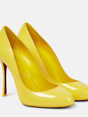 Кожени полуотворени обувки от лакирана кожа Christian Louboutin жълто