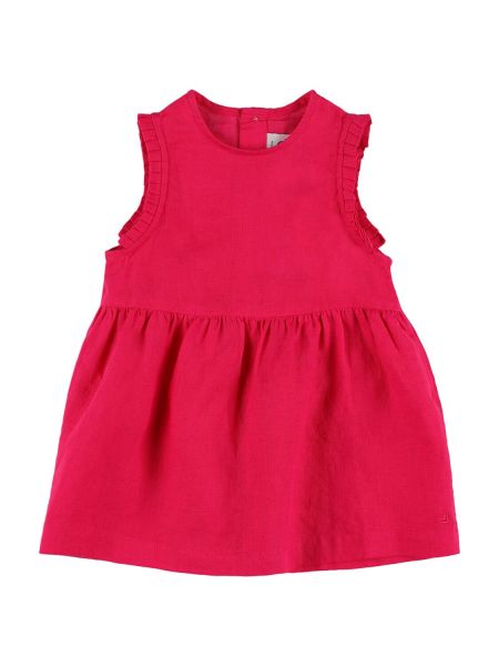 Ærmeløs linned kjole for piger Petit Bateau pink