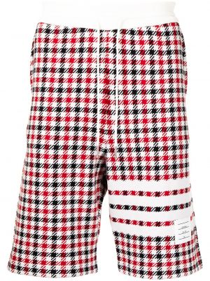 Ruudulliset raidalliset shortsit Thom Browne punainen