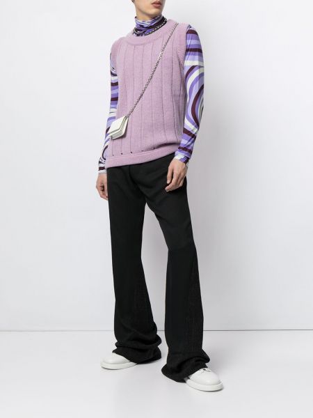 Camiseta con estampado de cuello vuelto con estampado abstracto Raf Simons violeta