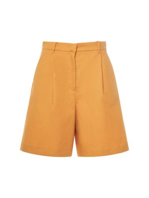 Bombažne lanene kratke hlače Weekend Max Mara oranžna