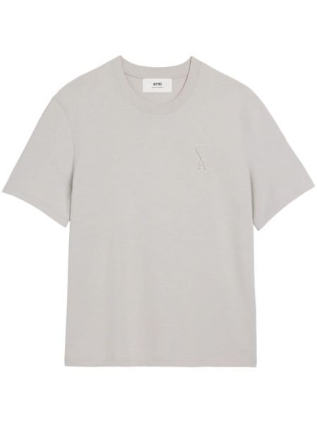 T-shirt en coton de motif coeur Ami Paris gris