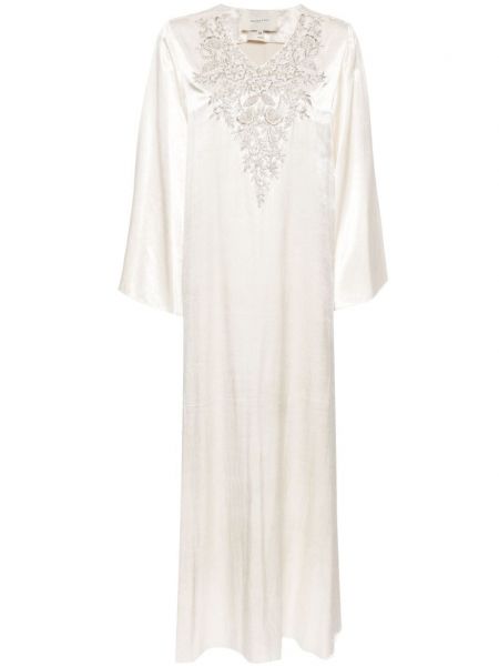 Svilena haljina s v-izrezom Shatha Essa srebrena