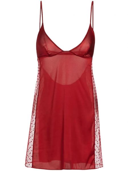 Прозрачна копринена коктейлна рокля Kiki De Montparnasse червено