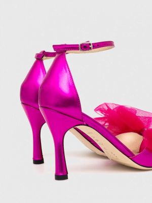 Sandale cu funde din piele Custommade roz