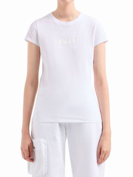 T-shirt en coton à imprimé Armani Exchange blanc
