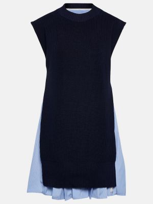 Mini vestido de algodón Sacai azul