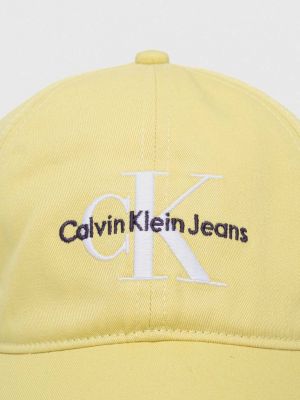 Czapka z daszkiem bawełniana Calvin Klein Jeans żółta