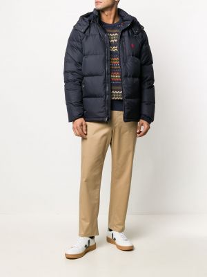 Kabát s kapucí Polo Ralph Lauren modrý