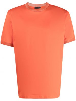 Памучна тениска с кръгло деколте Herno оранжево