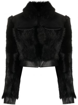 Fleecová kožená bunda David Koma čierna