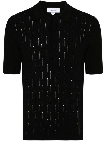 Плетена поло тениска с разкъсвания Lardini черно