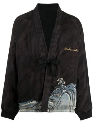 Páperová bunda s potlačou Maharishi čierna