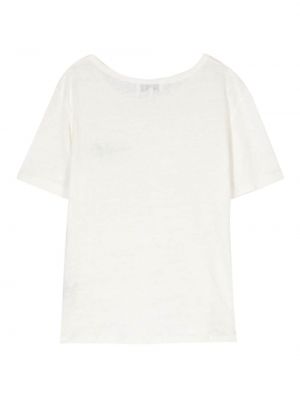 Lininis siuvinėtas marškinėliai Maison Labiche balta