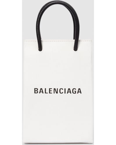 Шкіряна сумка з принтом Balenciaga, біла