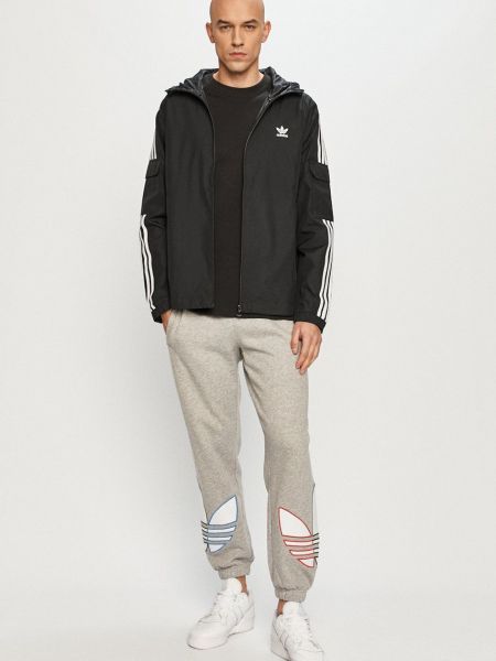 Prugasta jakna Adidas Originals crna