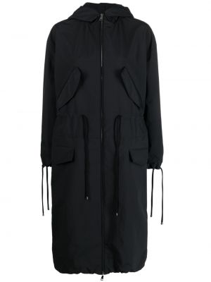 Kapucnis klasszikus cipzáras kabát Moncler - fekete