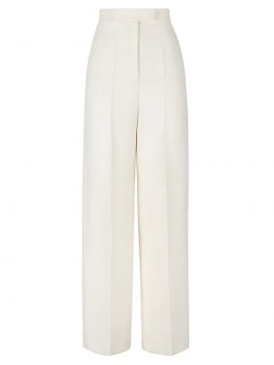 Плиссированные шелковые шерстяные брюки Fendi белые