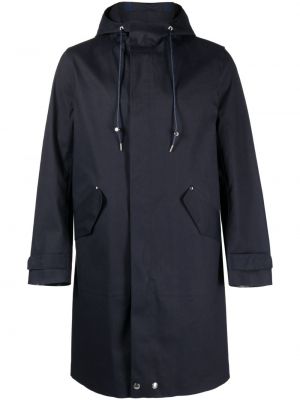 Памучно палто с качулка Mackintosh синьо