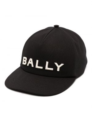 Памучна шапка с козирки бродирана Bally черно