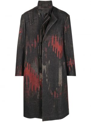Aszimmetrikus absztrakt mintás gyapjú kabát Yohji Yamamoto