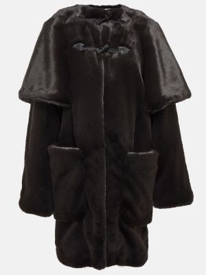 Manteau de fourrure en cuir Alaïa noir
