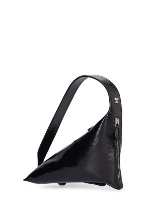 Lakovaná kožená kabelka Courrèges černá