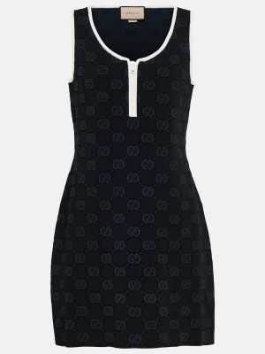 Sukienka z dżerseju żakardowa Gucci czarna