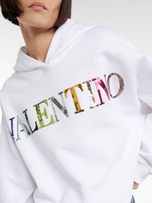 Βαμβακερός φούτερ με κουκούλα Valentino λευκό