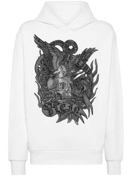 Langes sweatshirt mit kristallen Philipp Plein weiß