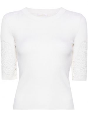 Mežģīņu t-krekls Chloé balts