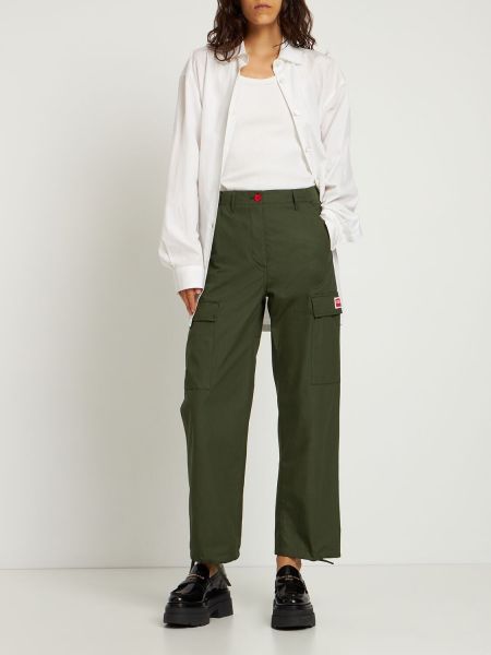 Памучни карго панталони Kenzo Paris зелено