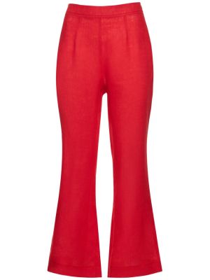 Lniane spodnie z wysoką talią Ermanno Scervino czerwone