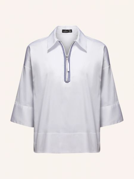 Блуза комфортного кроя, длинные рукава, рубашечный воротник Van Laack белый