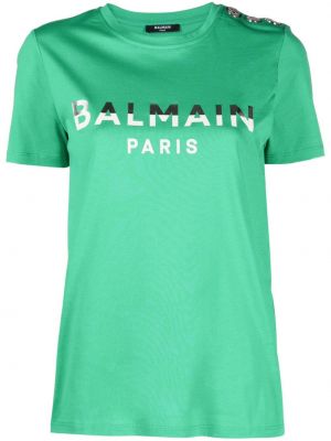 Памучна тениска с принт Balmain