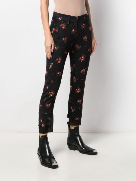 Květinové kalhoty s potiskem Ann Demeulemeester černé