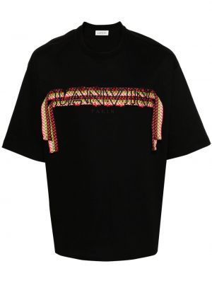 Koszulka bawełniana koronkowa Lanvin czarna