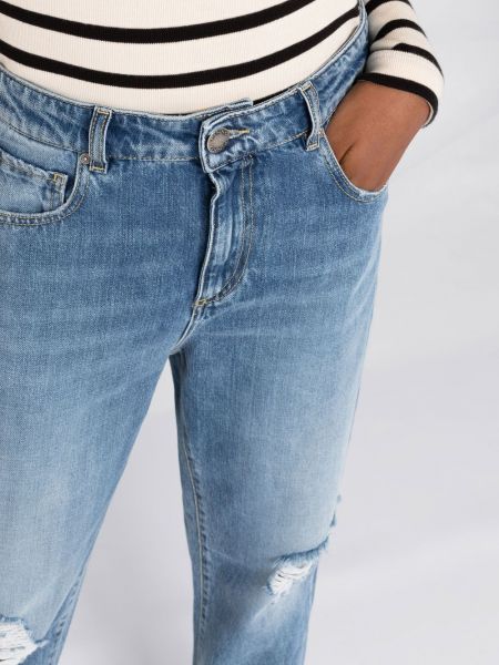 Straight fit džíny s dírami Pinko modré