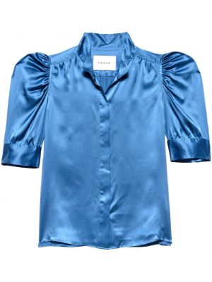 Копринена блуза Frame синьо