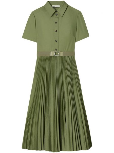 Плисирана рокля Tory Burch зелено