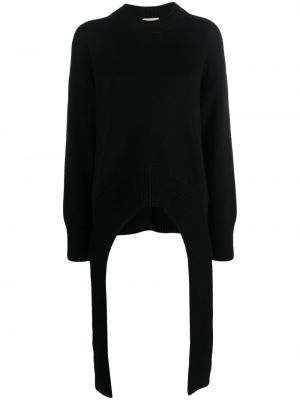 Sweter wełniany z kaszmiru z okrągłym dekoltem Mrz czarny