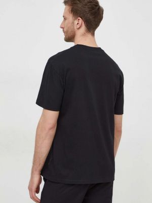 Bavlněné tričko s potiskem Just Cavalli černé