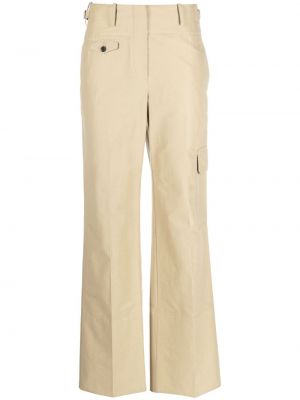 Bavlněné rovné kalhoty z nylonu s páskem Helmut Lang - béžová
