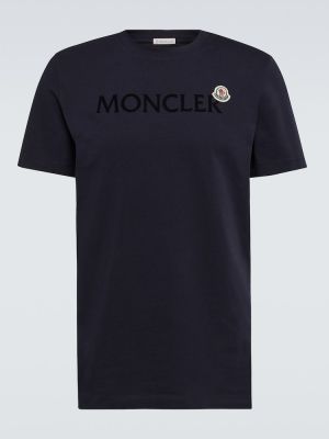 Βαμβακερή μπλούζα από ζέρσεϋ Moncler μπλε