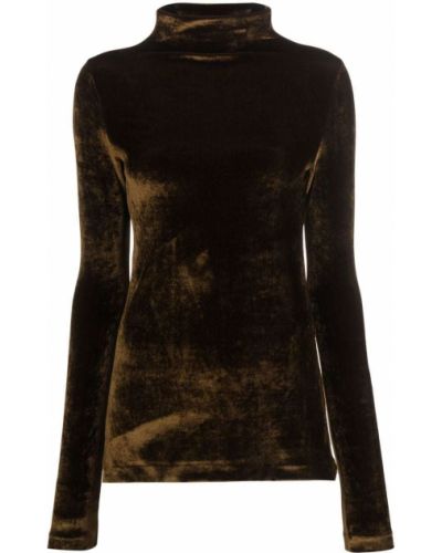 Žametni pulover iz rebrastega žameta Jil Sander rjava