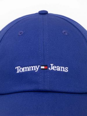 Czapka z daszkiem bawełniana Tommy Jeans niebieska