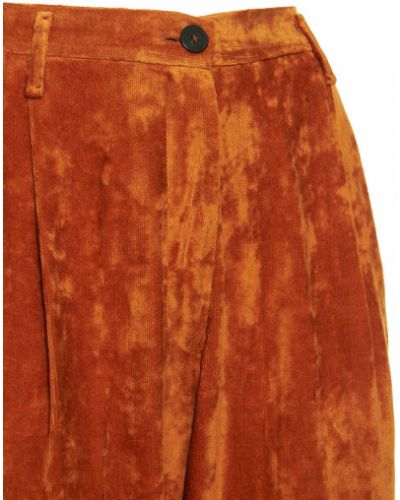 Viskózové zamatové rovné nohavice Forte Forte oranžová